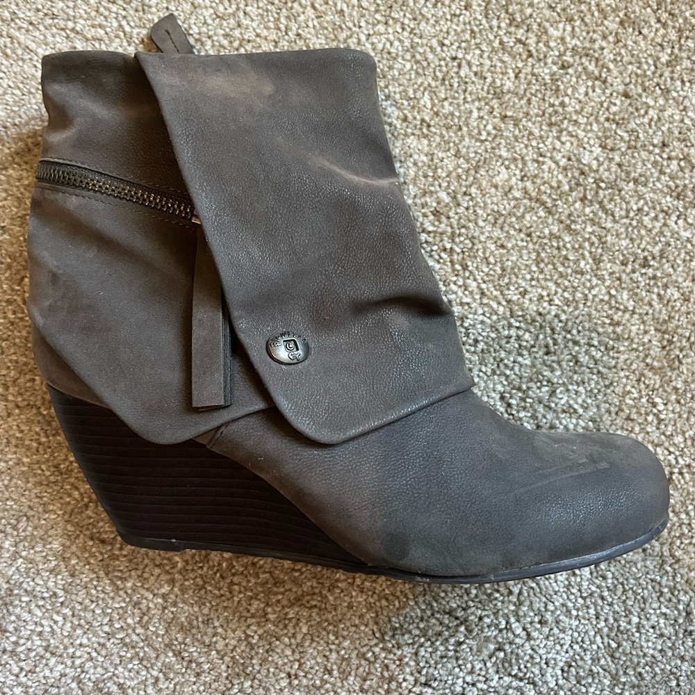 Suede wedge fold over Bootie